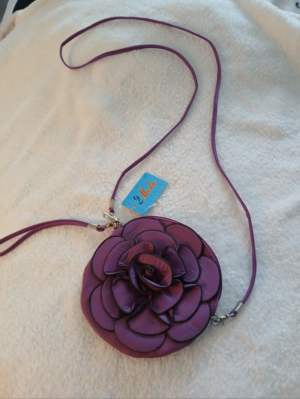 Purple Floral Crossbody Bag - Women's Flower Accent Purse NWT 2Moda